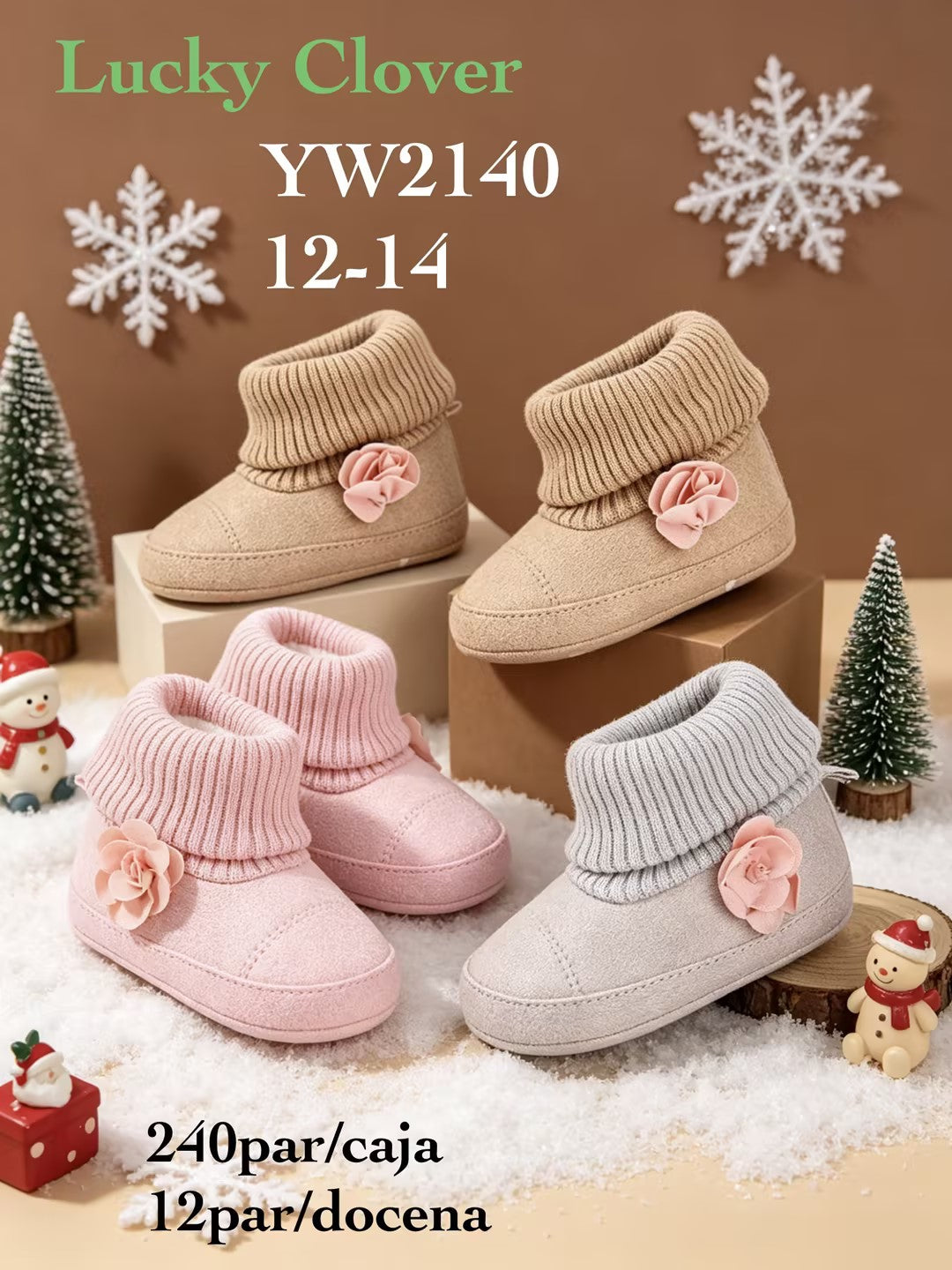 Botines de bebé con detalle de flor-YW2140