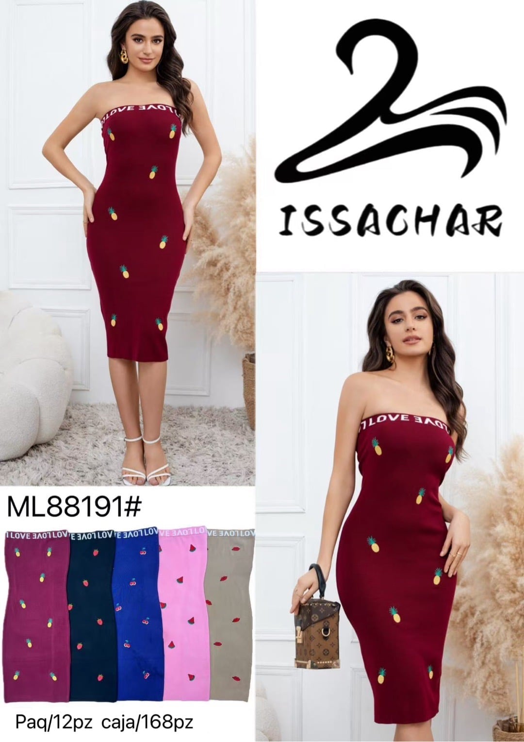 Vestido strapless con estampado-ML88191#