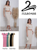 Conjunto de top y falda acanalado-ML88111#