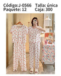 Pijama de dos piezas con estampado de cerezas-J-0566