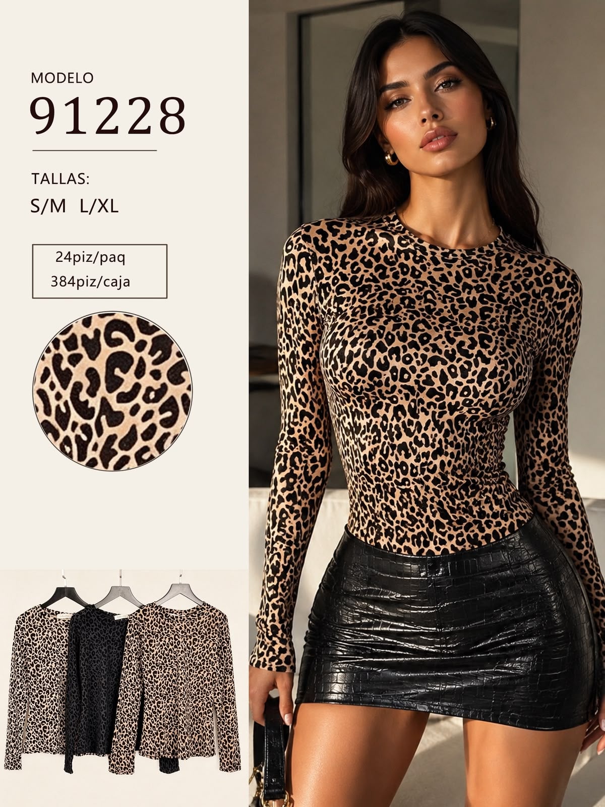 Blusa manga larga animal print-91228