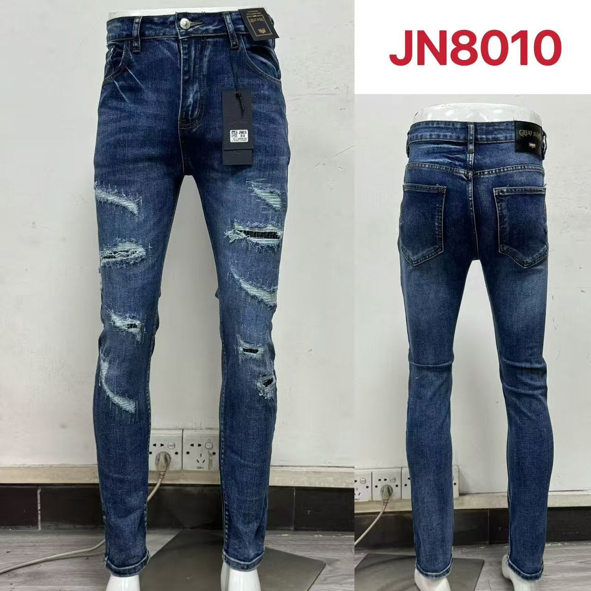 Jeans corte skinny con rasgaduras-JN8010