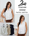 Blusa sin mangas con botones-D055#