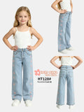 Jeans con bordado de flores para niña-HT128#