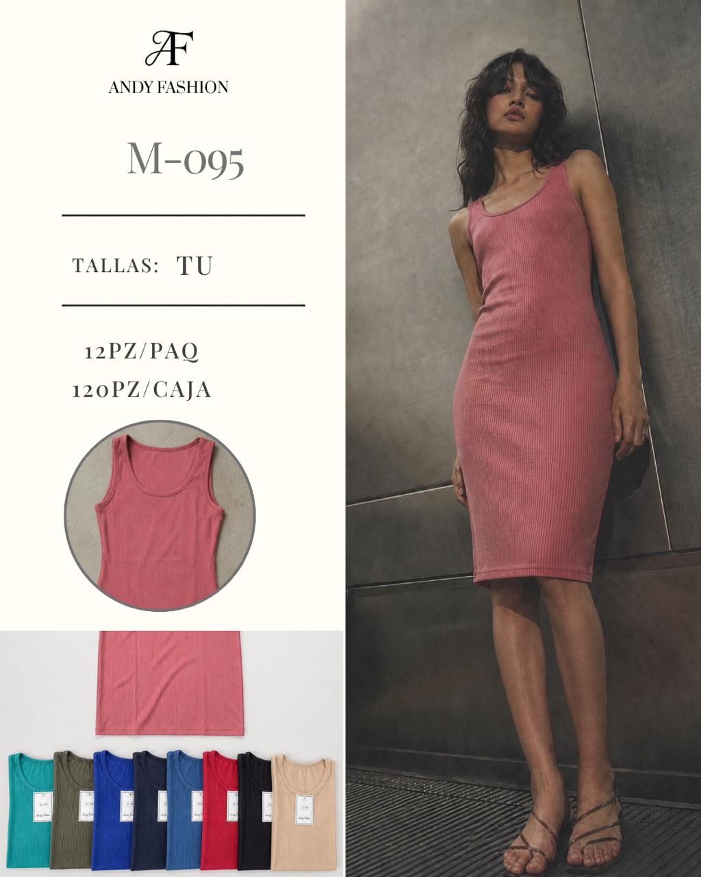 Vestido canalé sin mangas-M-095