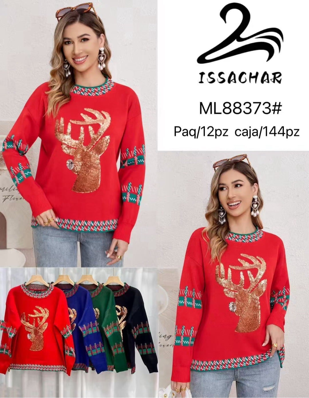 Suéter navideño de reno-ML88373#
