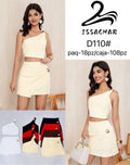 Conjunto de top asimétrico y falda-D110#