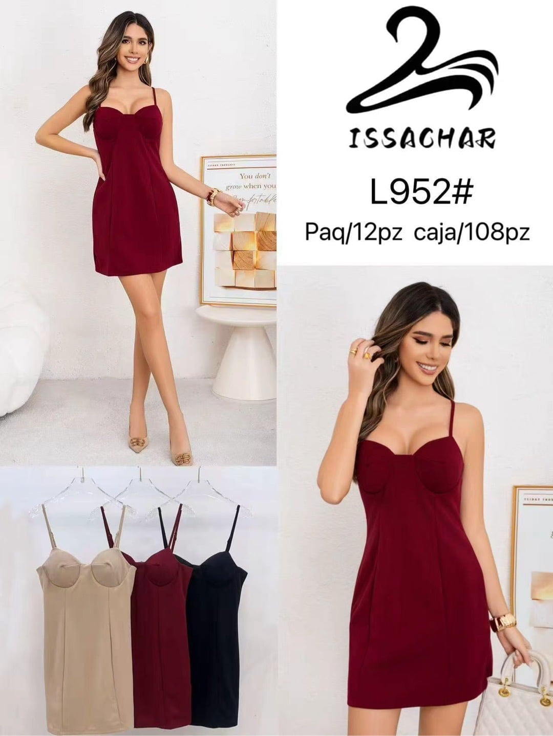 Vestido corset con tirantes-L952#