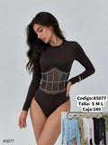 Body de manga larga con transparencia y pedrería-A5077