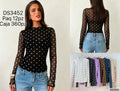 Blusa de malla con estampado de puntos-DS3452