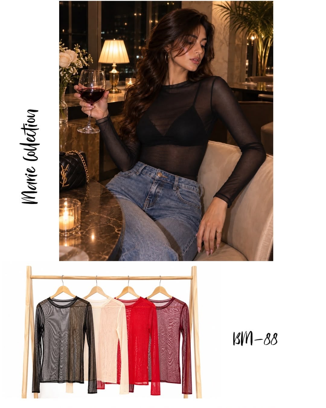 Blusa de malla manga larga-BM-88