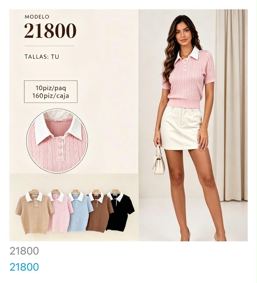 Suéter tipo polo tejido-21800