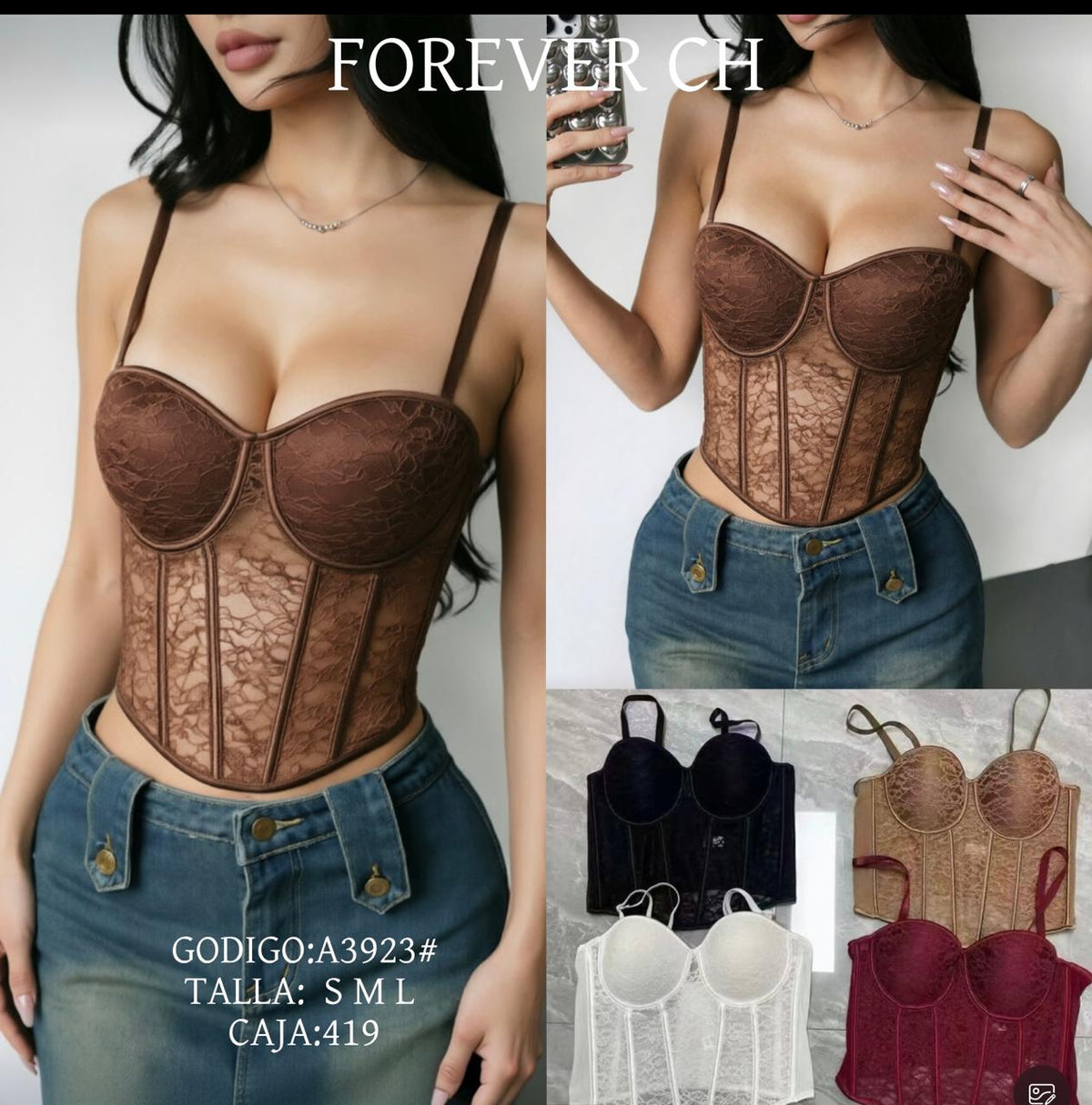 Corset de encaje-A3923#