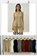 Blusa sin mangas con botones-18968