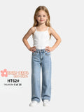 Jeans con estampado de flores-HT62#