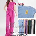 Conjunto de top y pantalón plisado-F-7285