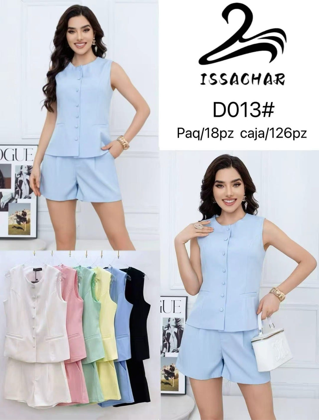 Conjunto de chaleco y shorts-D013#