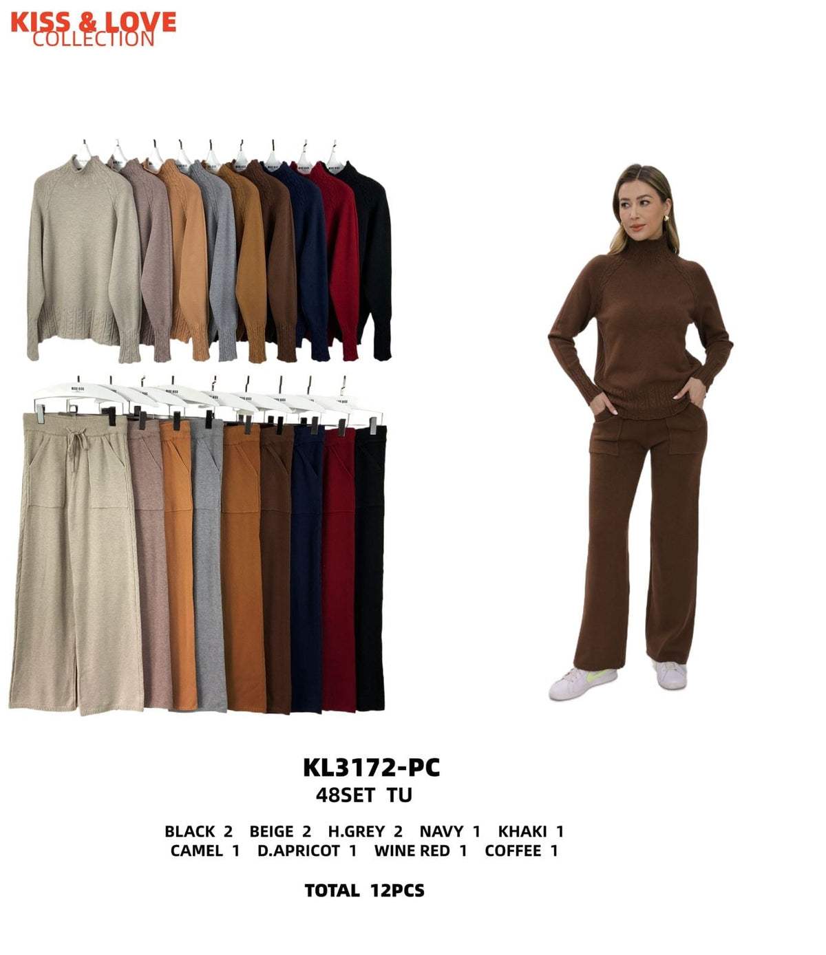 Conjunto de suéter y pantalón-KL3172-PC