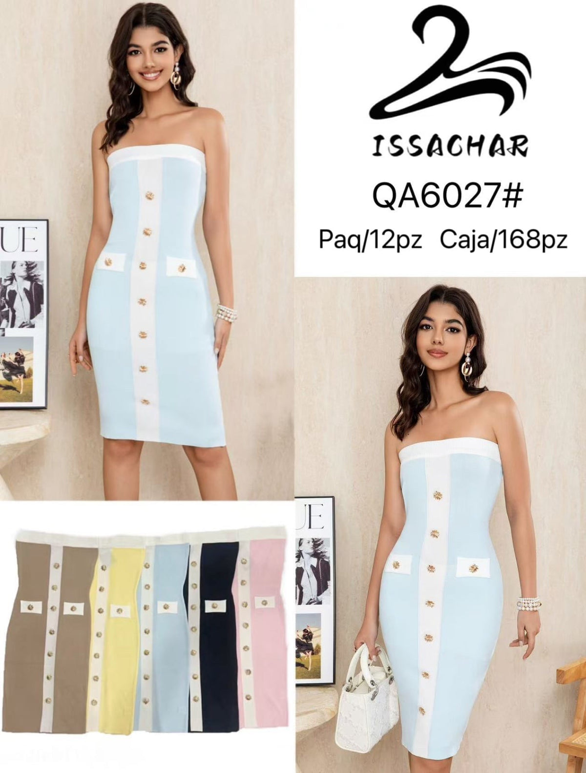 Vestido tipo corset con botones-QA6027#