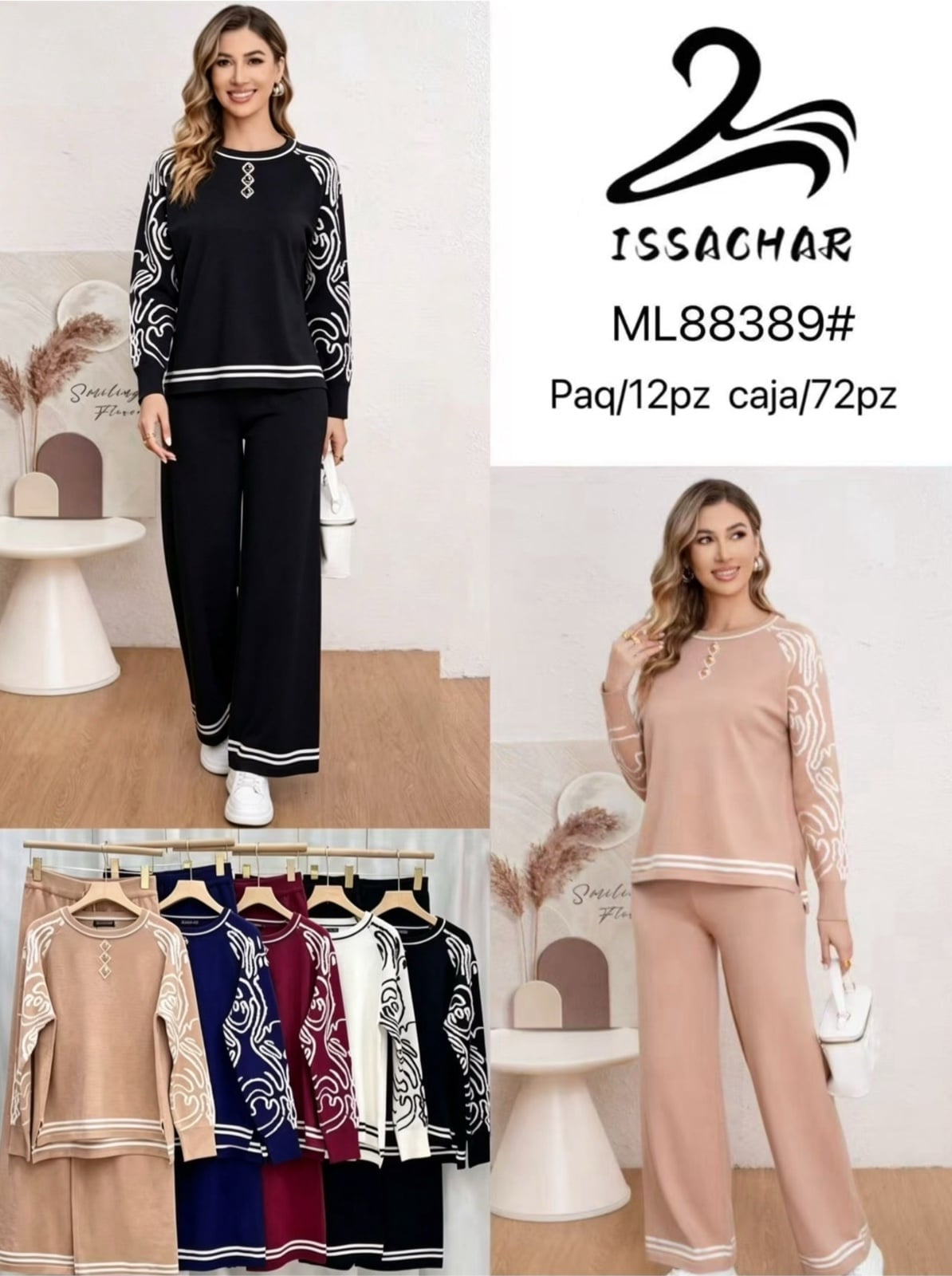 Conjunto de blusa y pantalón con estampado-ML88389#