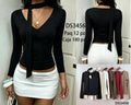Blusa de manga larga con detalle de lazo al cuello-DS3456