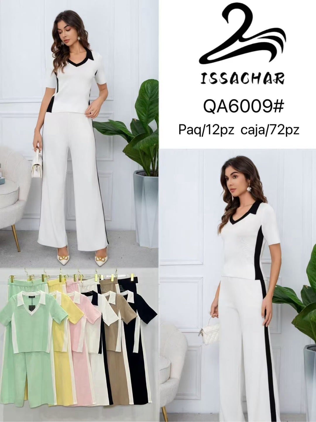Conjunto de top y pantalón-QA6009#