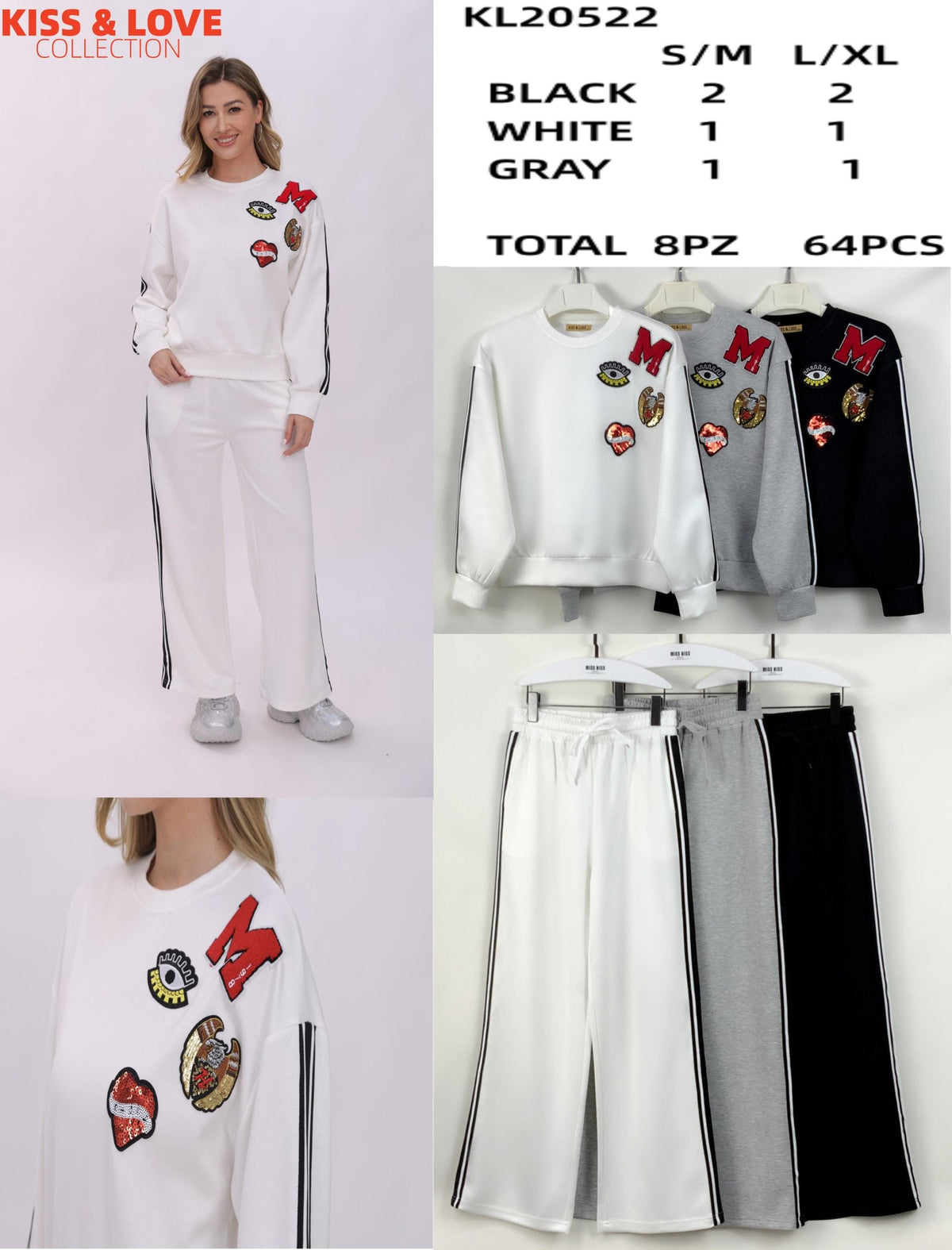 Conjunto deportivo con parches y detalle lateral-KL20522