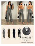 Jumpsuit cuello halter brillante-M91223