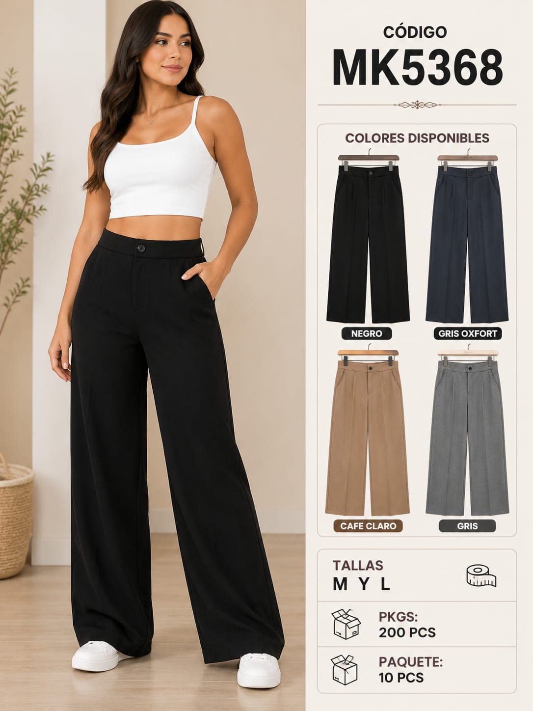 Pantalón de pierna ancha-MK5368