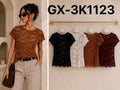 Blusa de encaje de manga corta-GX-3K1123