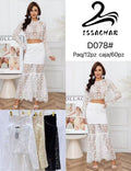 Conjunto de top y falda de encaje-D078#