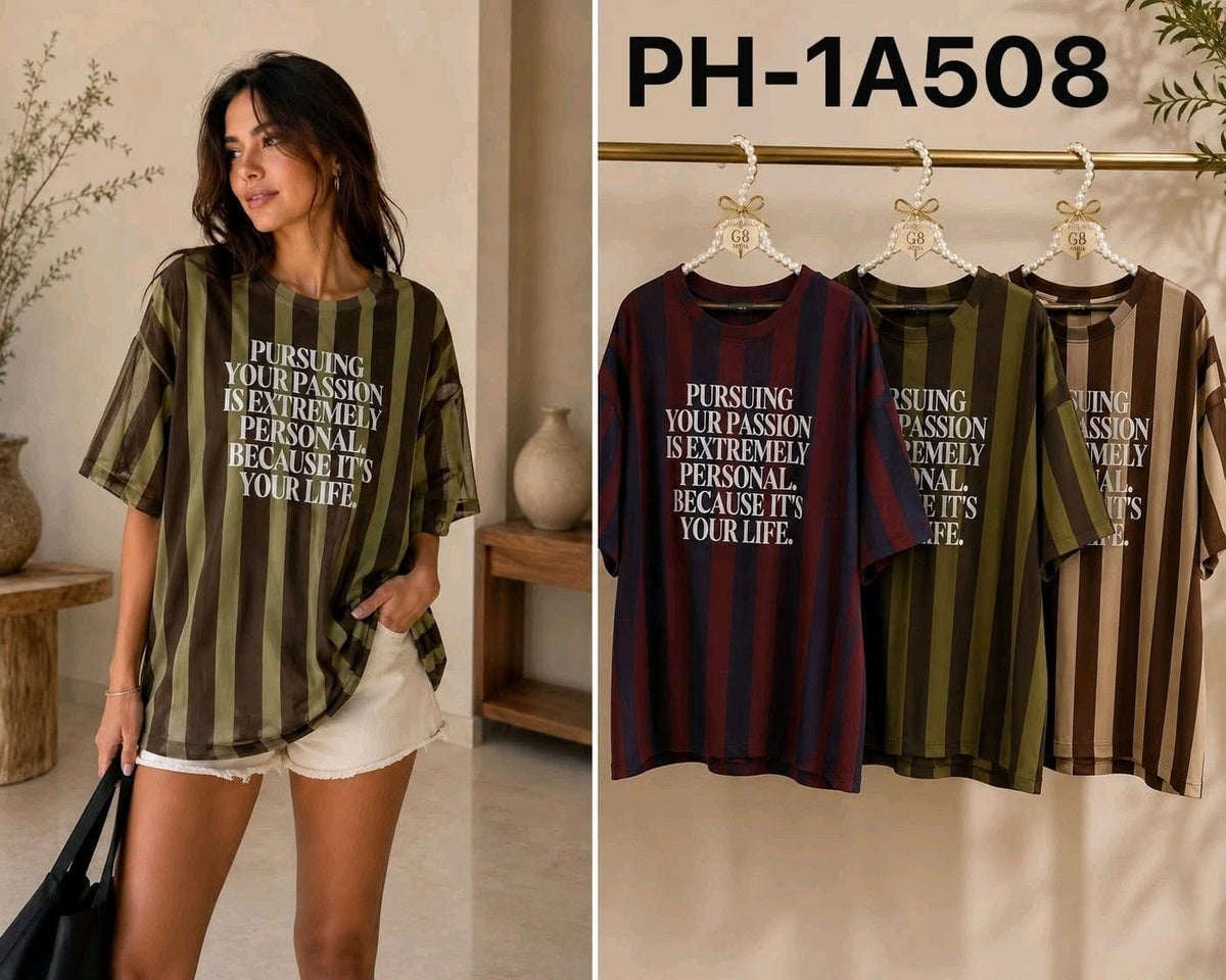Playera estampada a rayas-PH-1A508