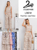 Conjunto de top sin mangas y pantalón-L961#