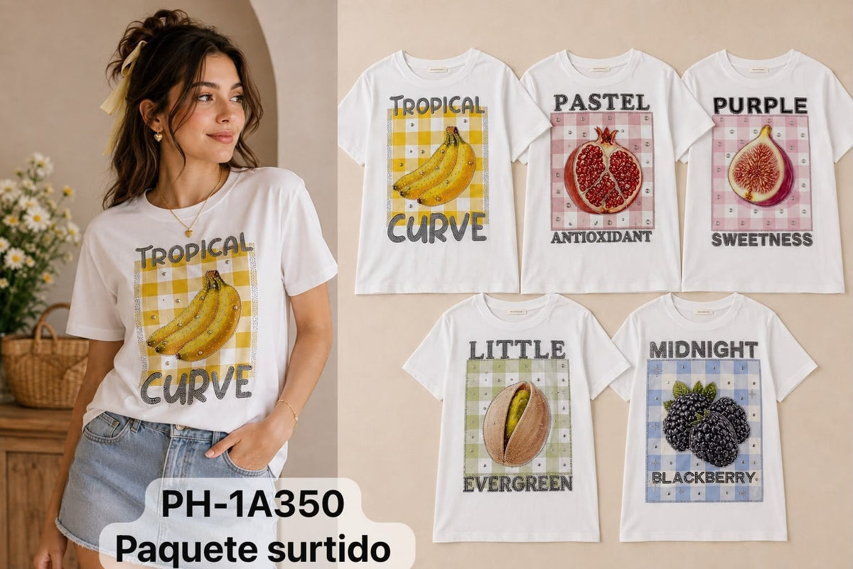 Playera con estampado de frutas-PLA-PH-1A350