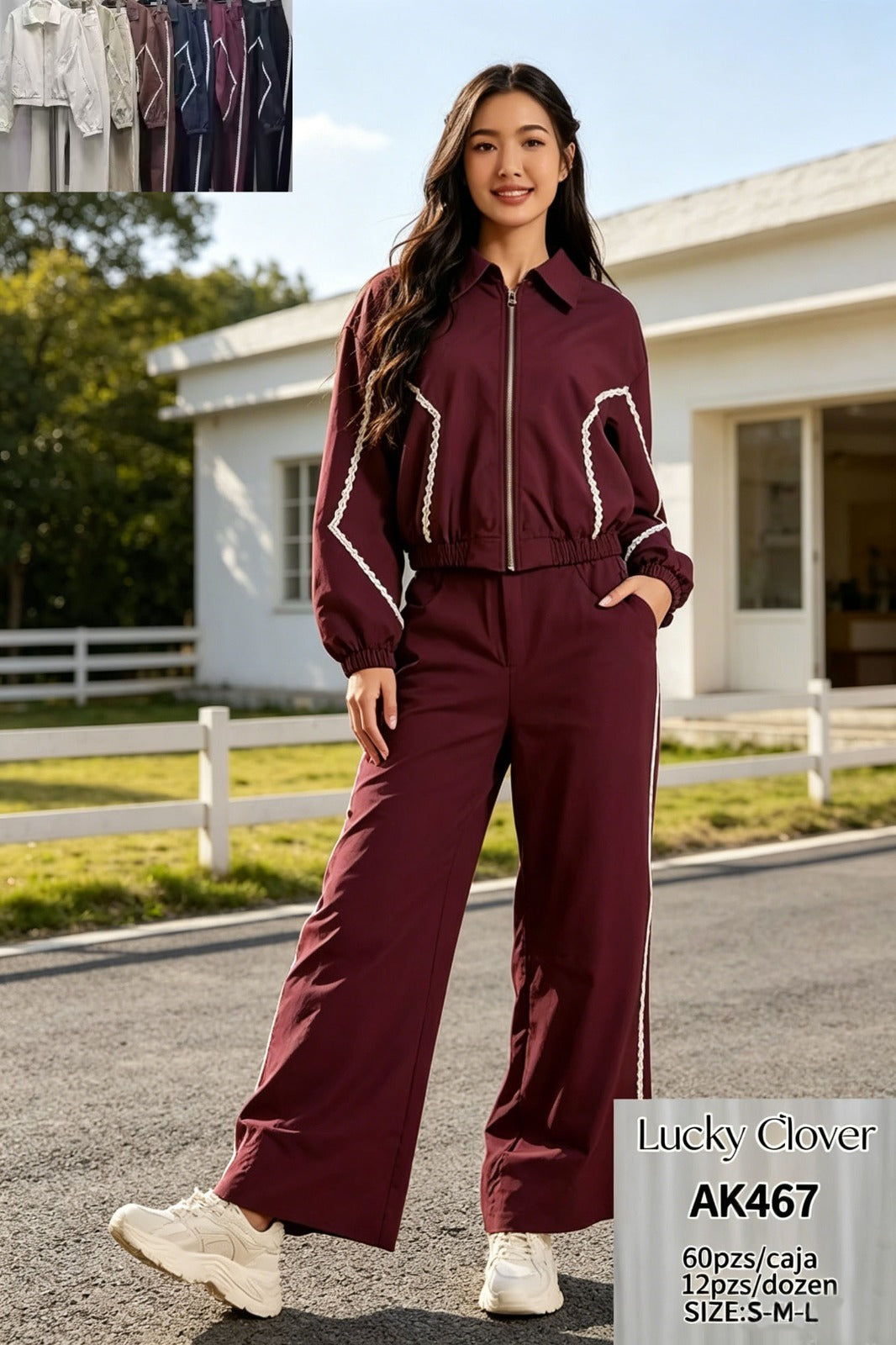 Conjunto deportivo con detalles de costura-AK467