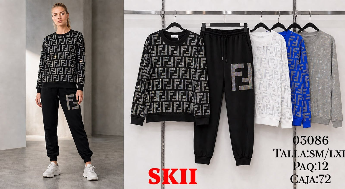Conjunto de sudadera y joggers con estampado-03086