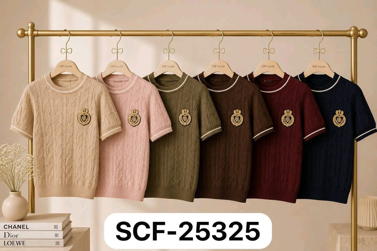 Suéter de punto con parche-BLU-SCF-25325