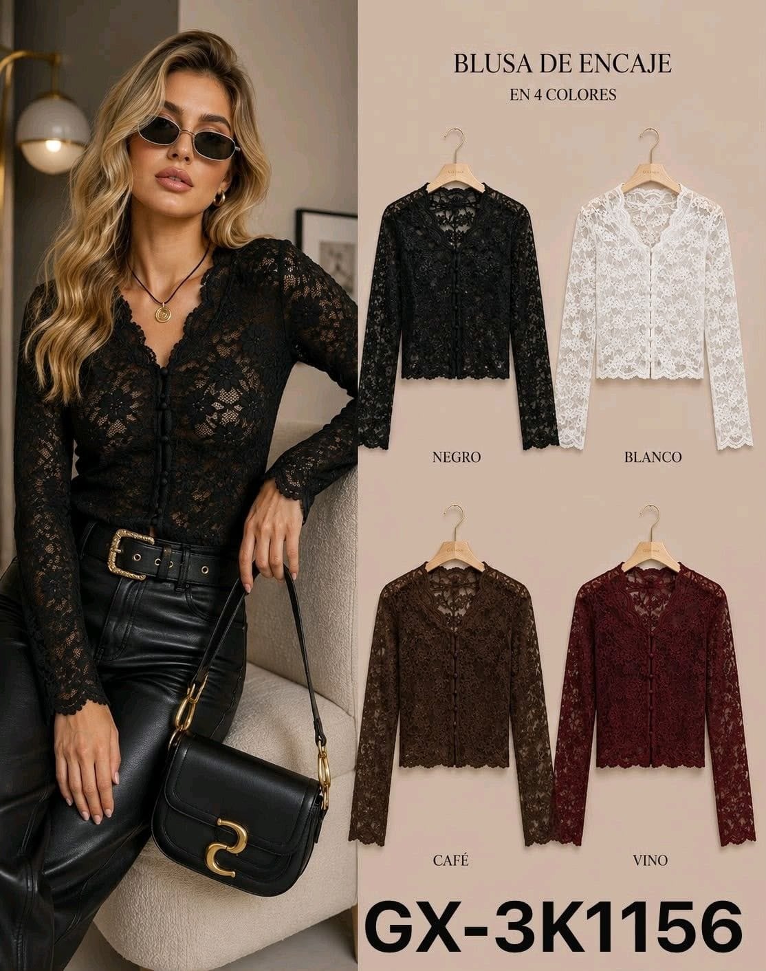 Blusa de encaje-GX-3K1156
