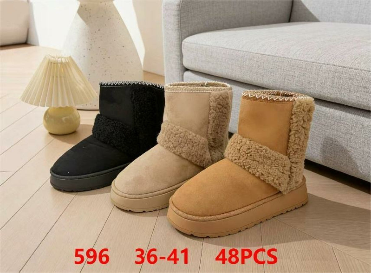 Botas de invierno de ante con forro de borrego-596