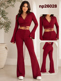 Conjunto de top con amarre y pantalón acampanado-NP26028
