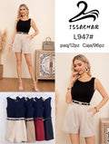 Conjunto de top sin mangas y short con cinturón-L947#