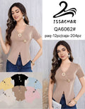 Blusa con botones decorativos-QA6062#