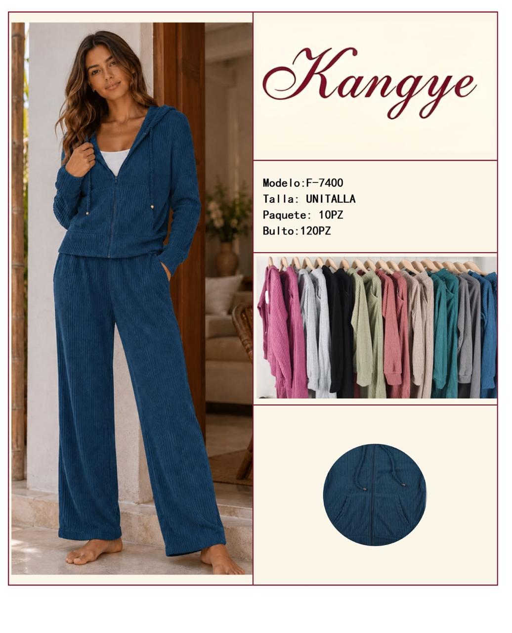 Conjunto de sudadera con capucha y pantalón-F-7400