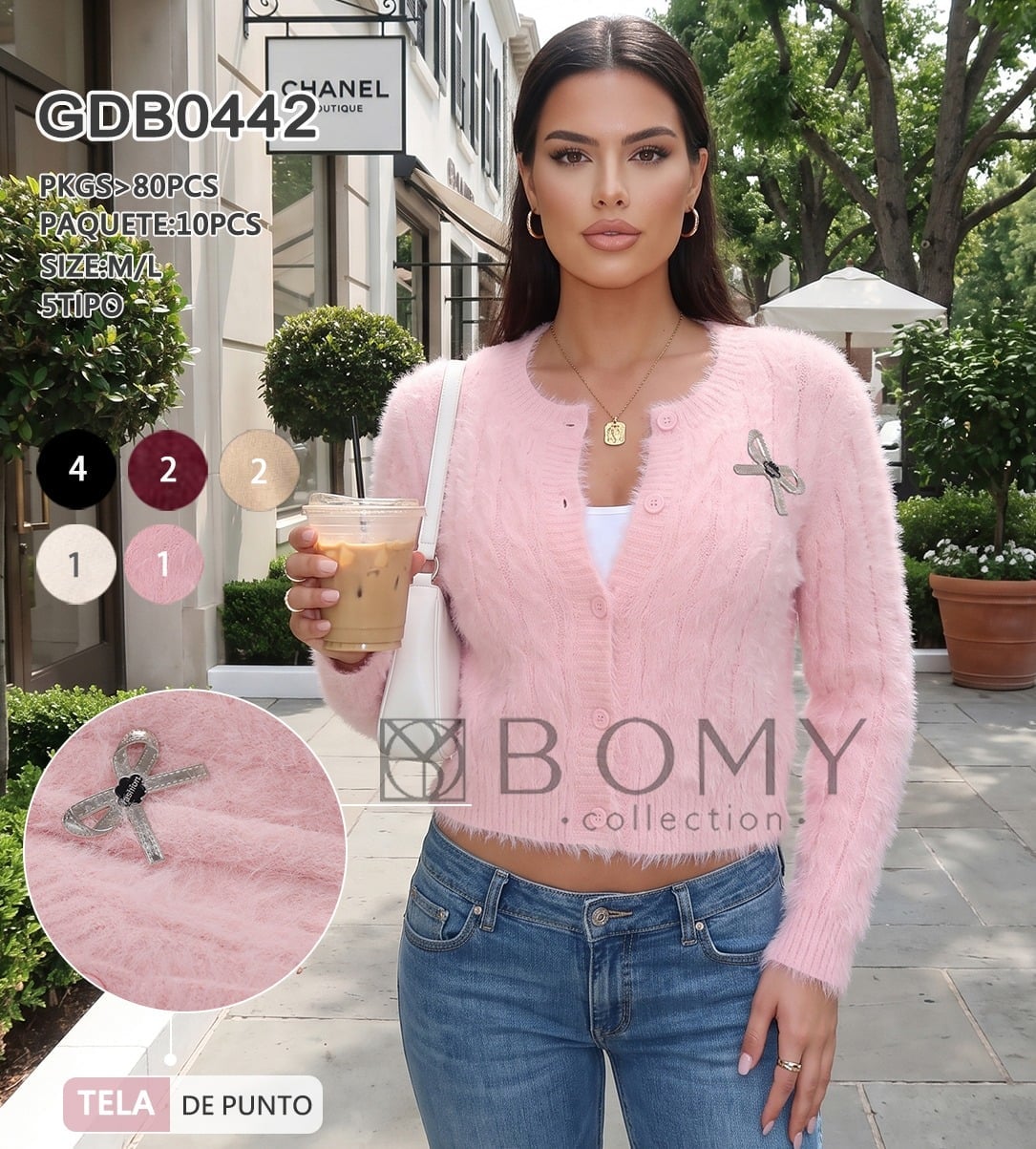 Cardigan de punto con lazo-GDB0442