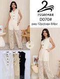 Jumpsuit con botones y encaje-D070#