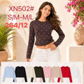 Crop top estampado con moños-XN502