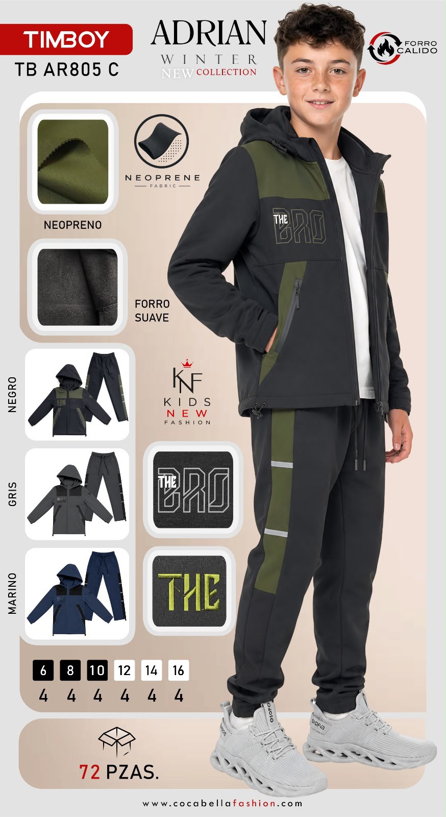 Conjunto de sudadera con capucha y pantalón-TB AR805 C