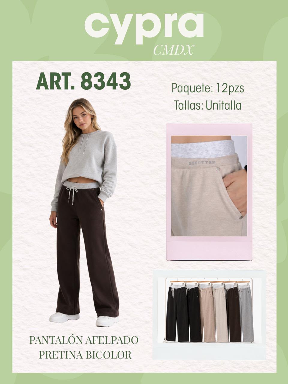 Pantalón afelpado pretina bicolor-8343