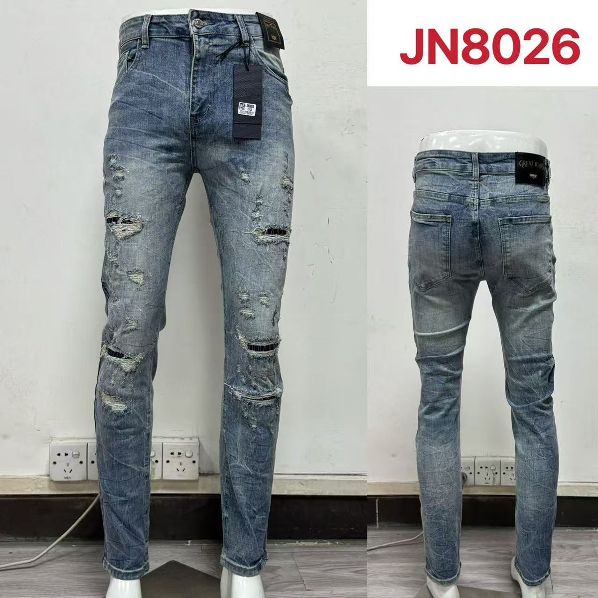 Jeans con rasgaduras-JN8026