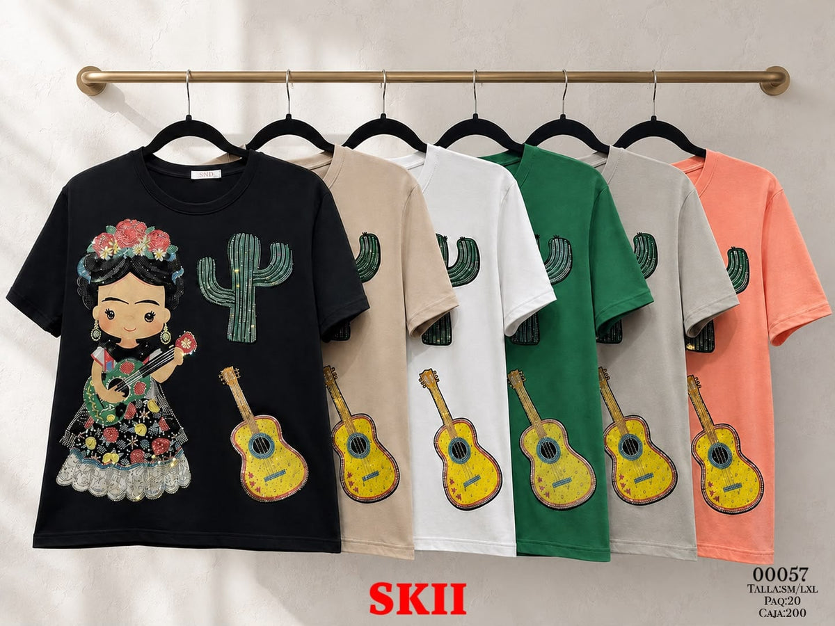 Playera con aplicación de Frida y guitarra-00057